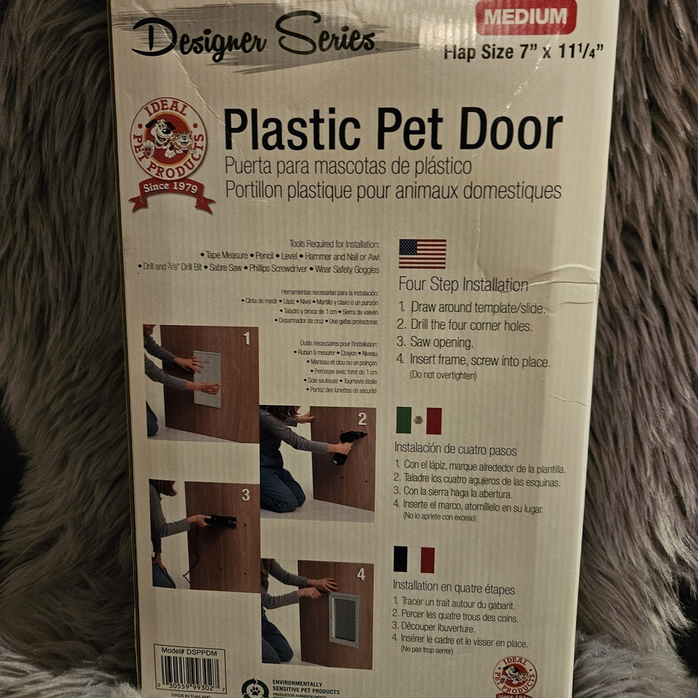 Plastic Pet Door - Medium, White
